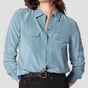 Equipment Slim Signature Silk Shirt Tapestry Blue XS